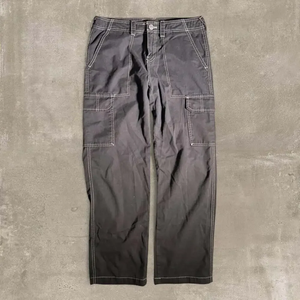 True Religion Black Contrast Stitch Cargo Pants